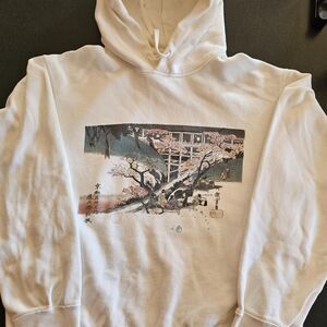 Unbranded Men's White and Cream Hoodie